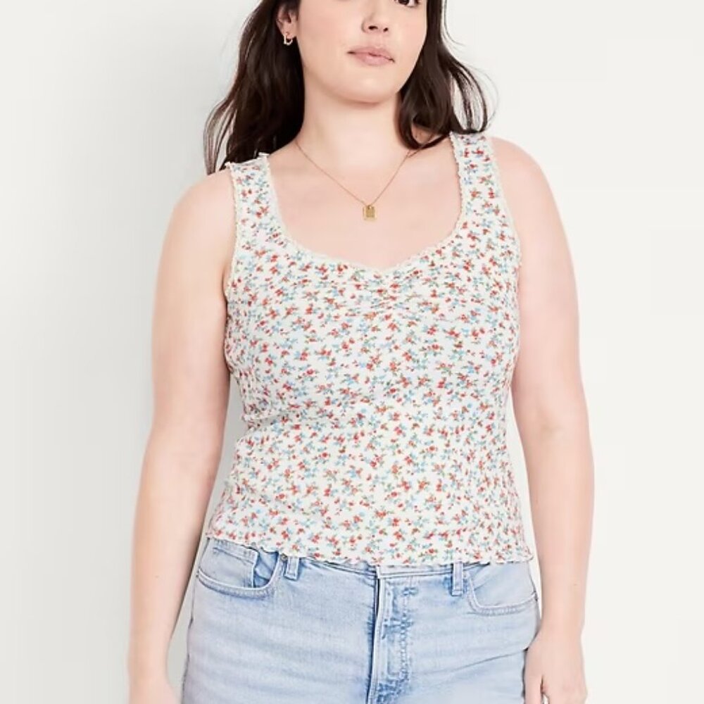 Old Navy Women's Ribbed Floral Tank Top